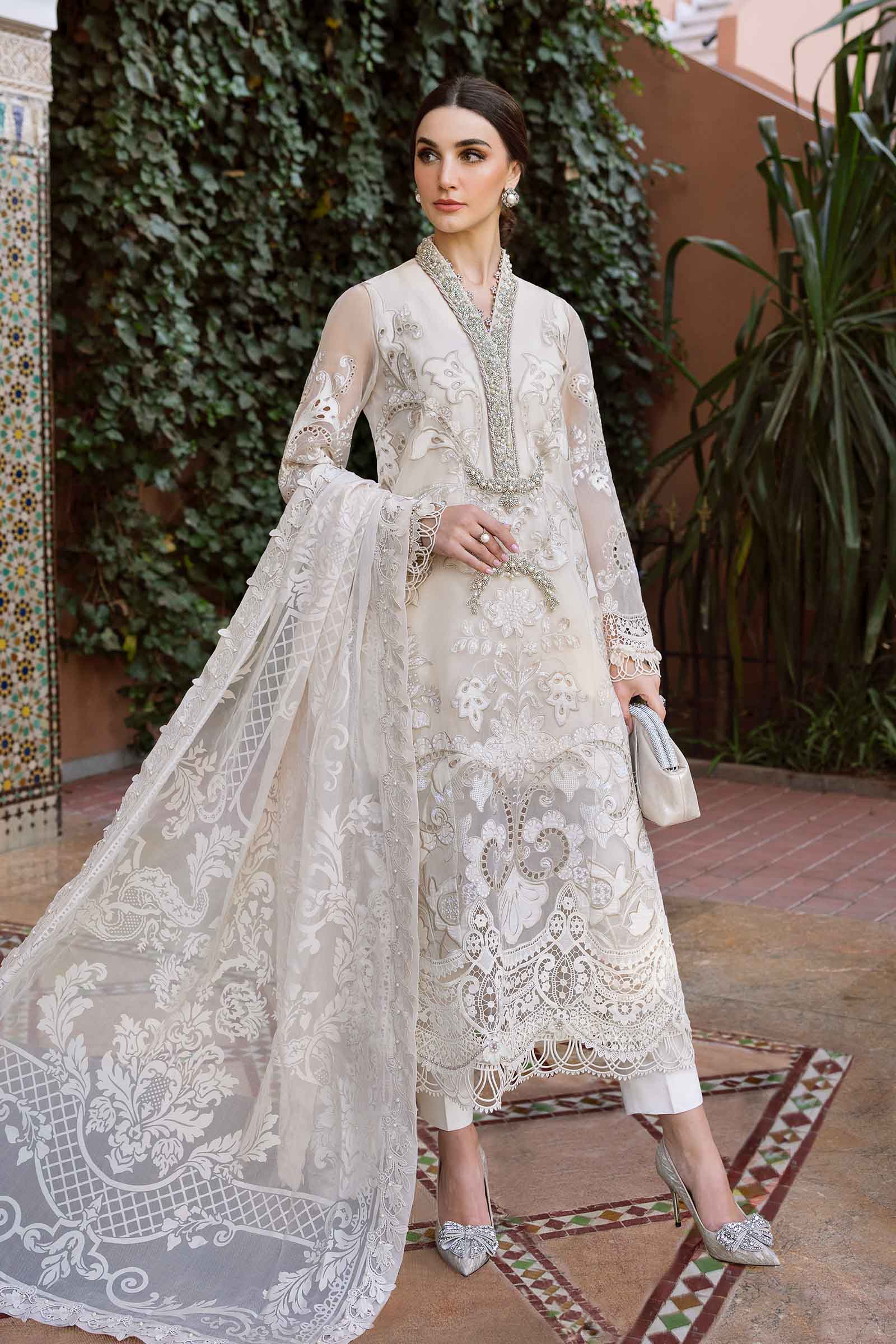 Maria.b 3 piece unstitched embroidered organza suit | d-2506-a