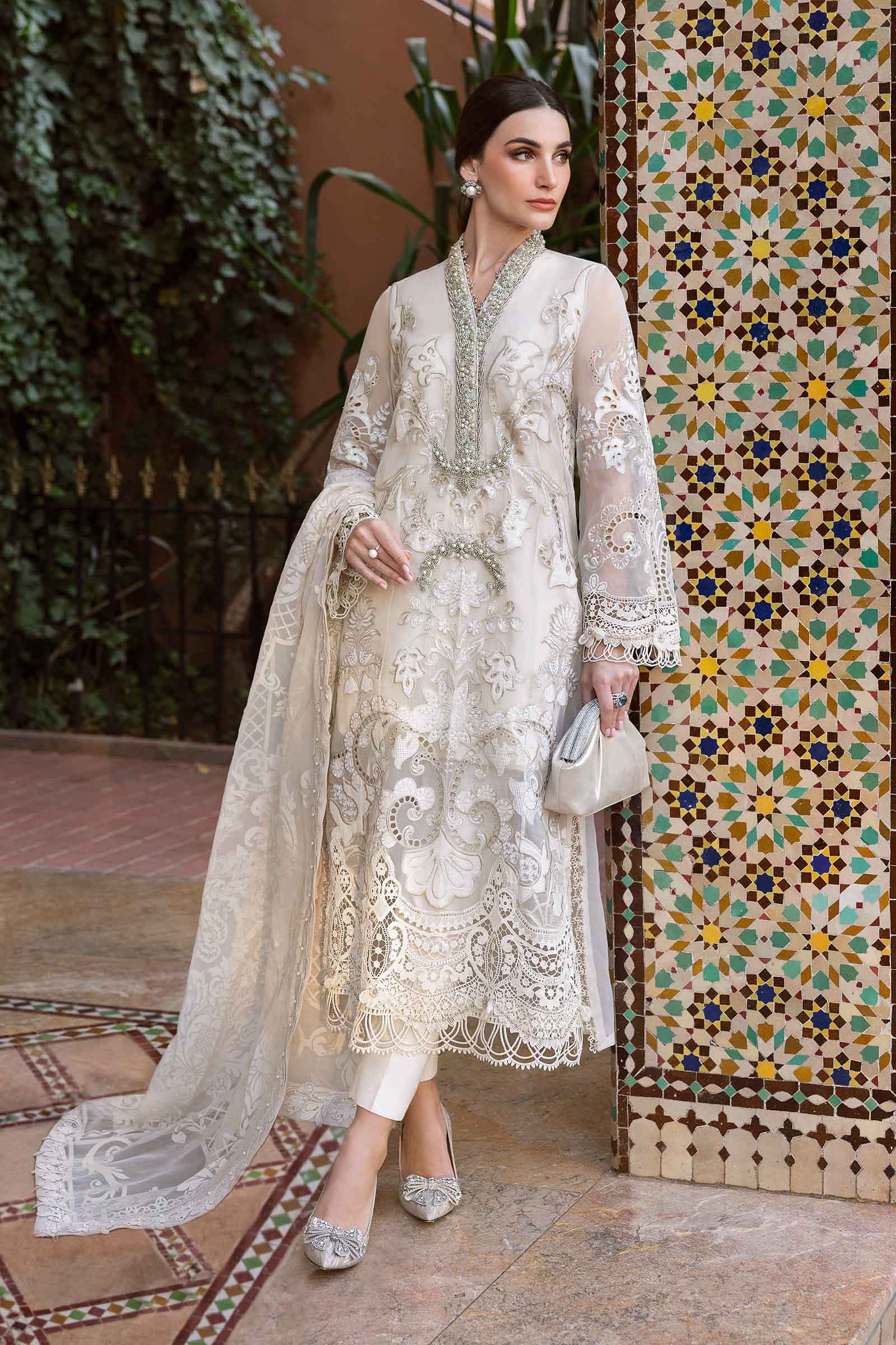 Maria.b 3 piece unstitched embroidered organza suit | d-2506-a