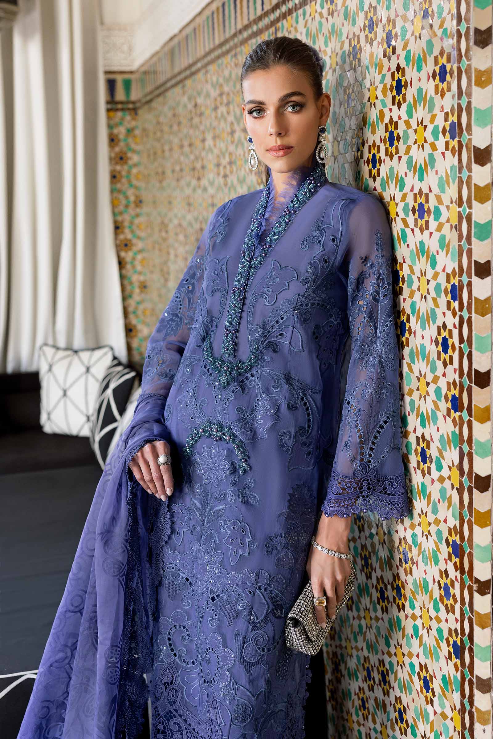 Maria.b 3 piece unstitched embroidered organza suit | d-2506-b