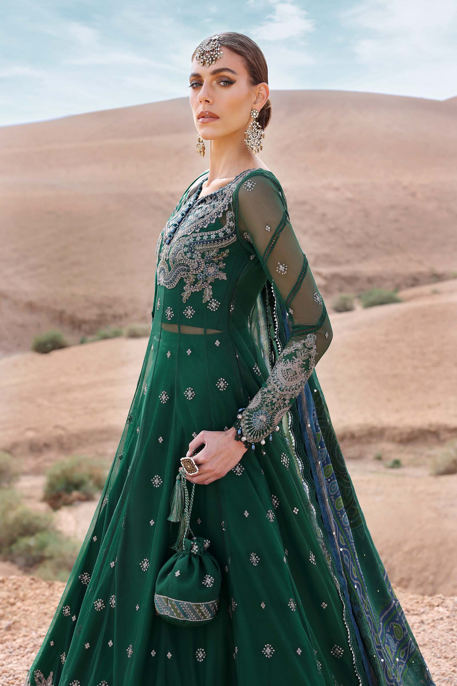 Maria.b 3 piece unstitched embroidered net suit | d-2507-a