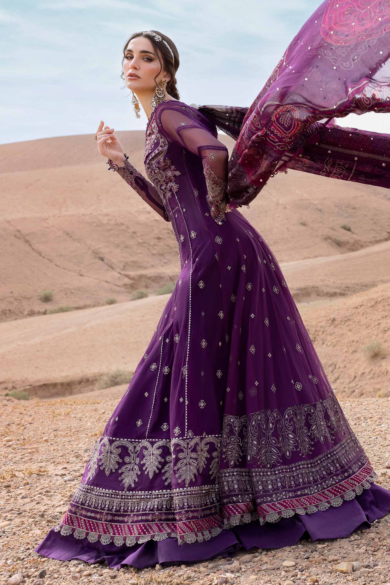 Maria.b 3 piece unstitched embroidered net suit | d-2507-b