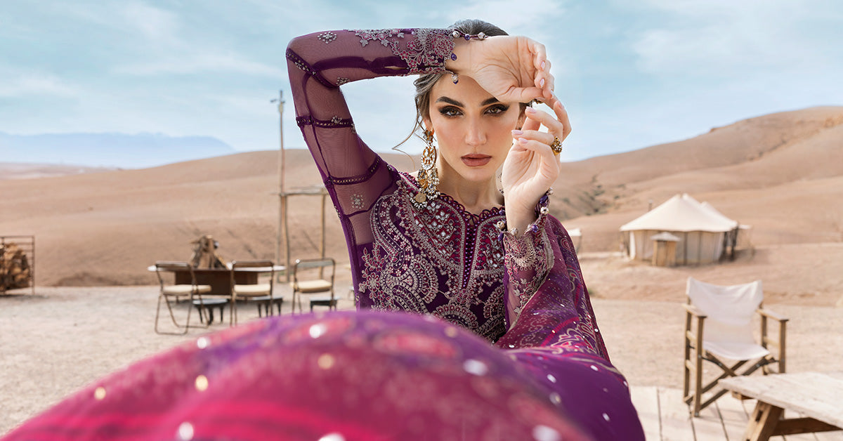 Maria.b 3 piece unstitched embroidered net suit | d-2507-b