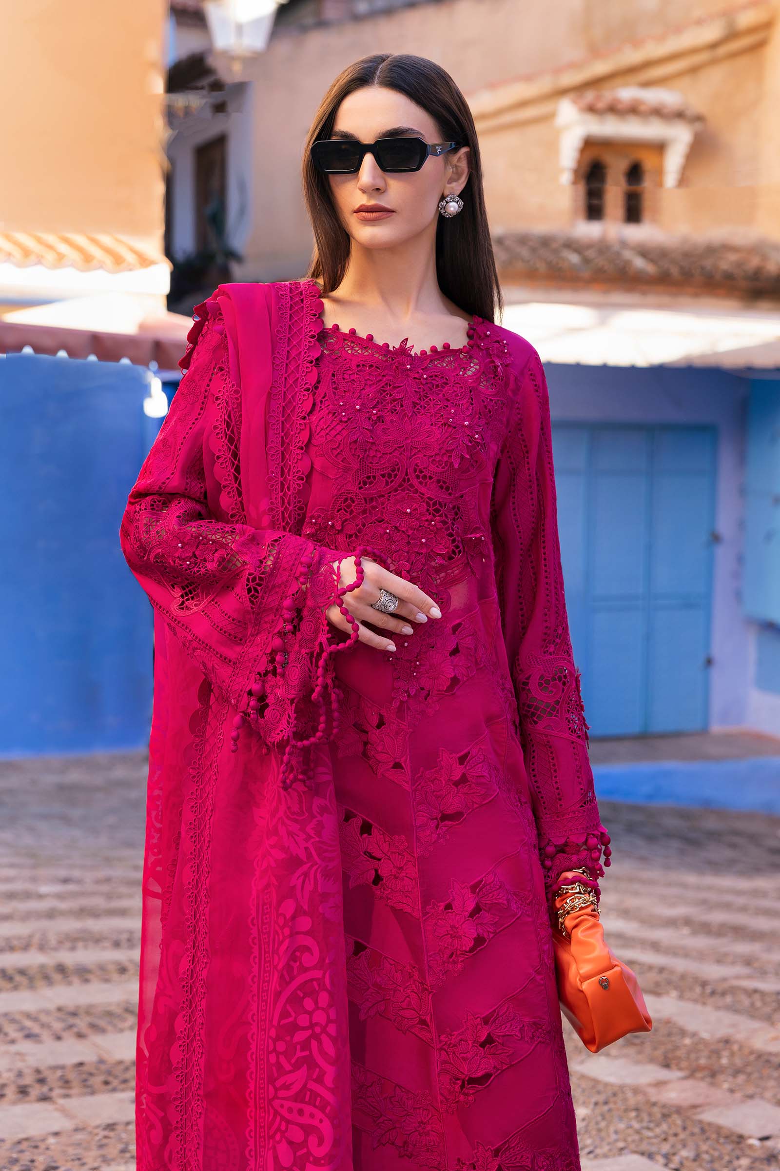 Maria.b 3 piece unstitched embroidered lawn suit | d-2508-a