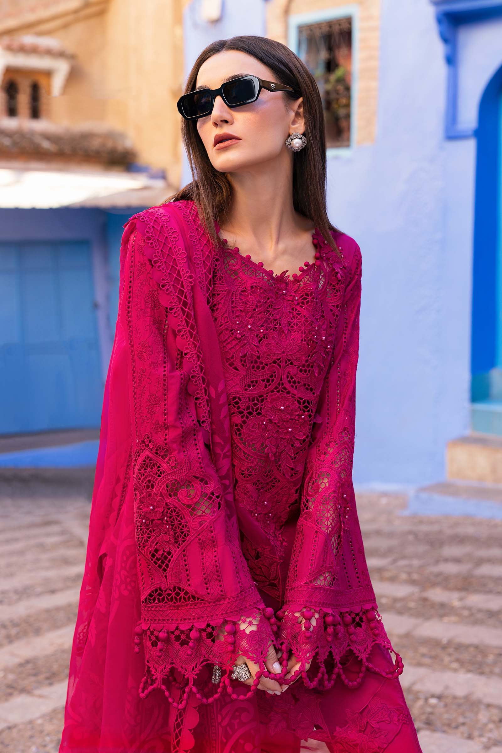 Maria.b 3 piece unstitched embroidered lawn suit | d-2508-a