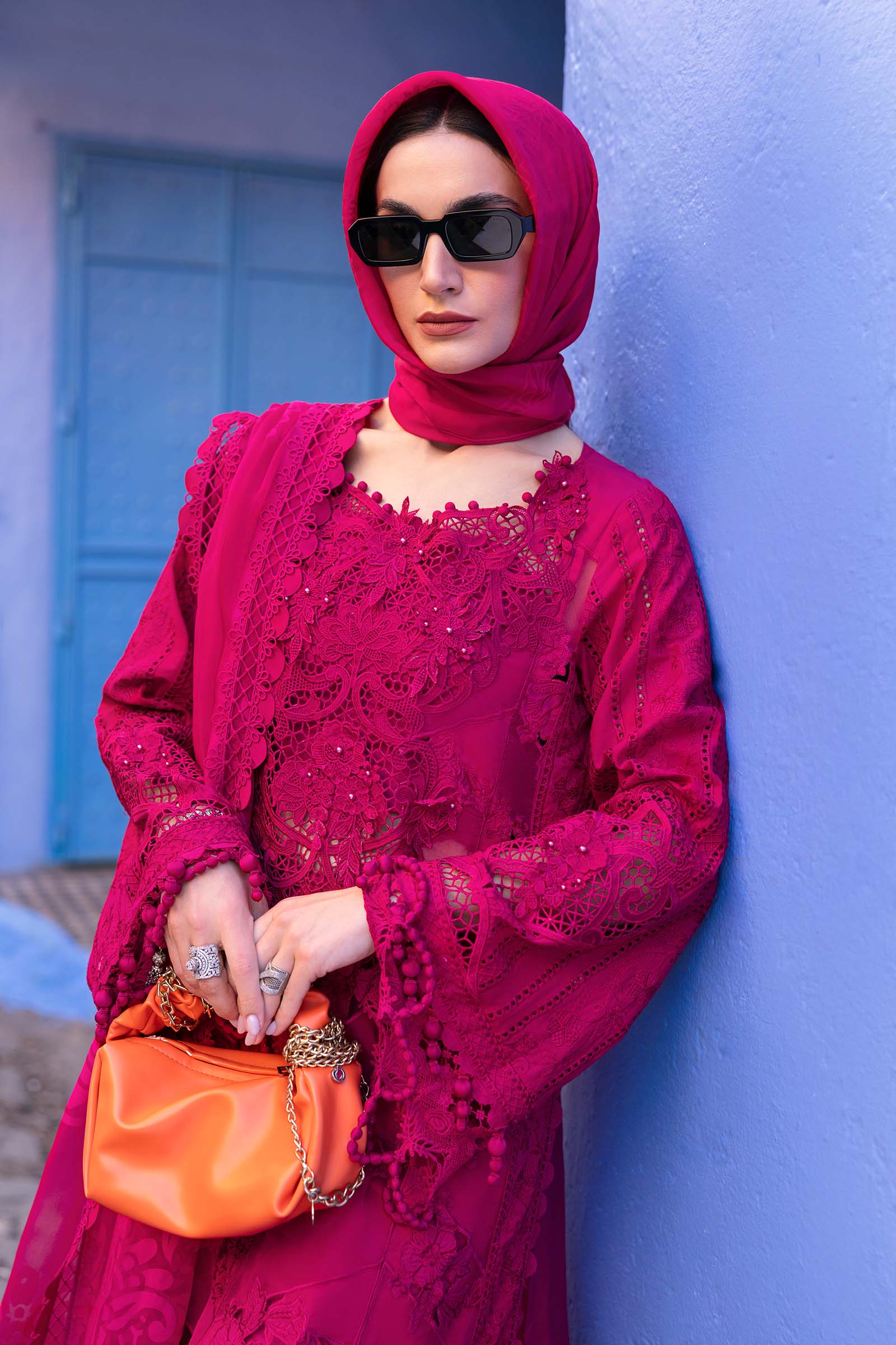 Maria.b 3 piece unstitched embroidered lawn suit | d-2508-a