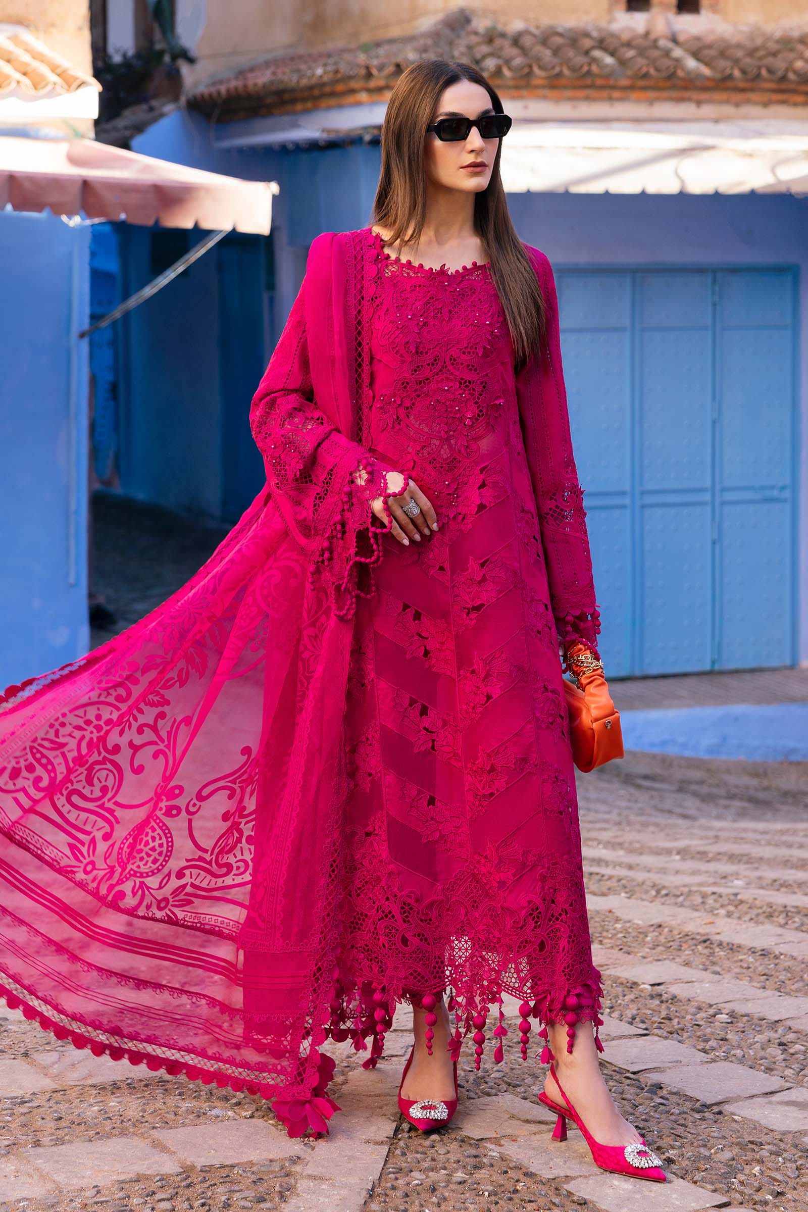 Maria.b 3 piece unstitched embroidered lawn suit | d-2508-a