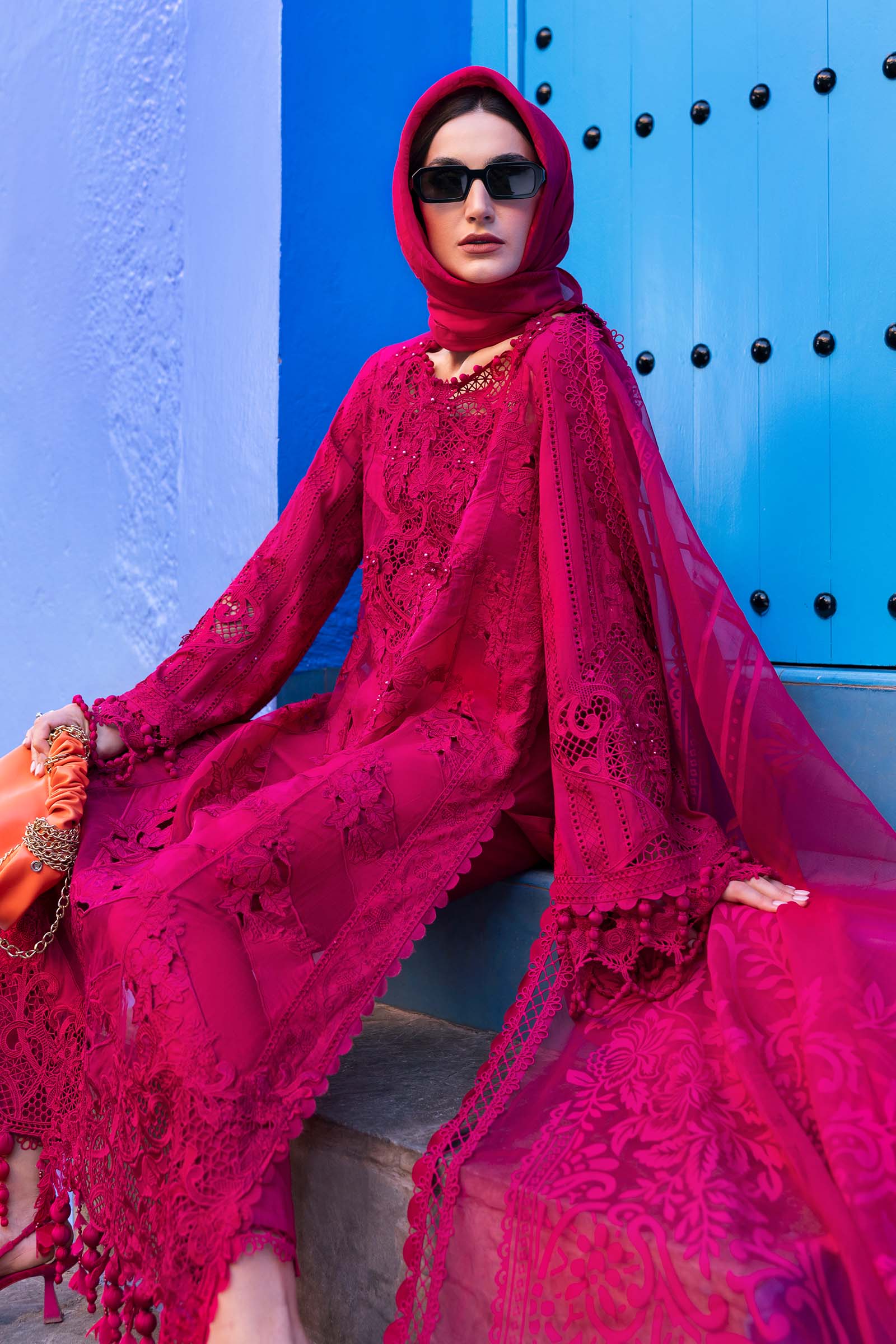 Maria.b 3 piece unstitched embroidered lawn suit | d-2508-a