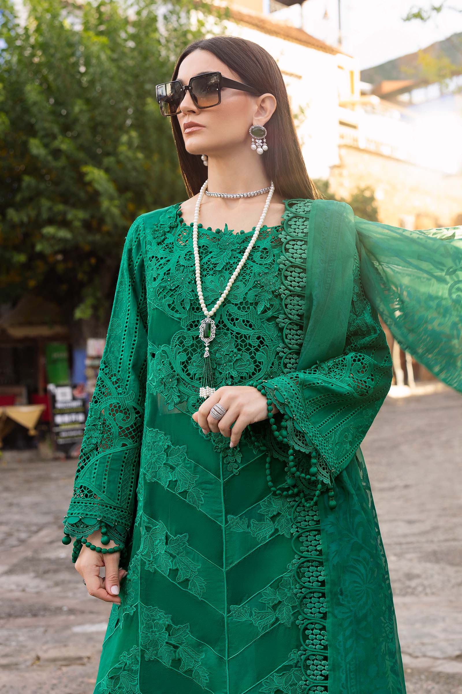 Maria.b 3 piece unstitched embroidered lawn suit | d-2508-b