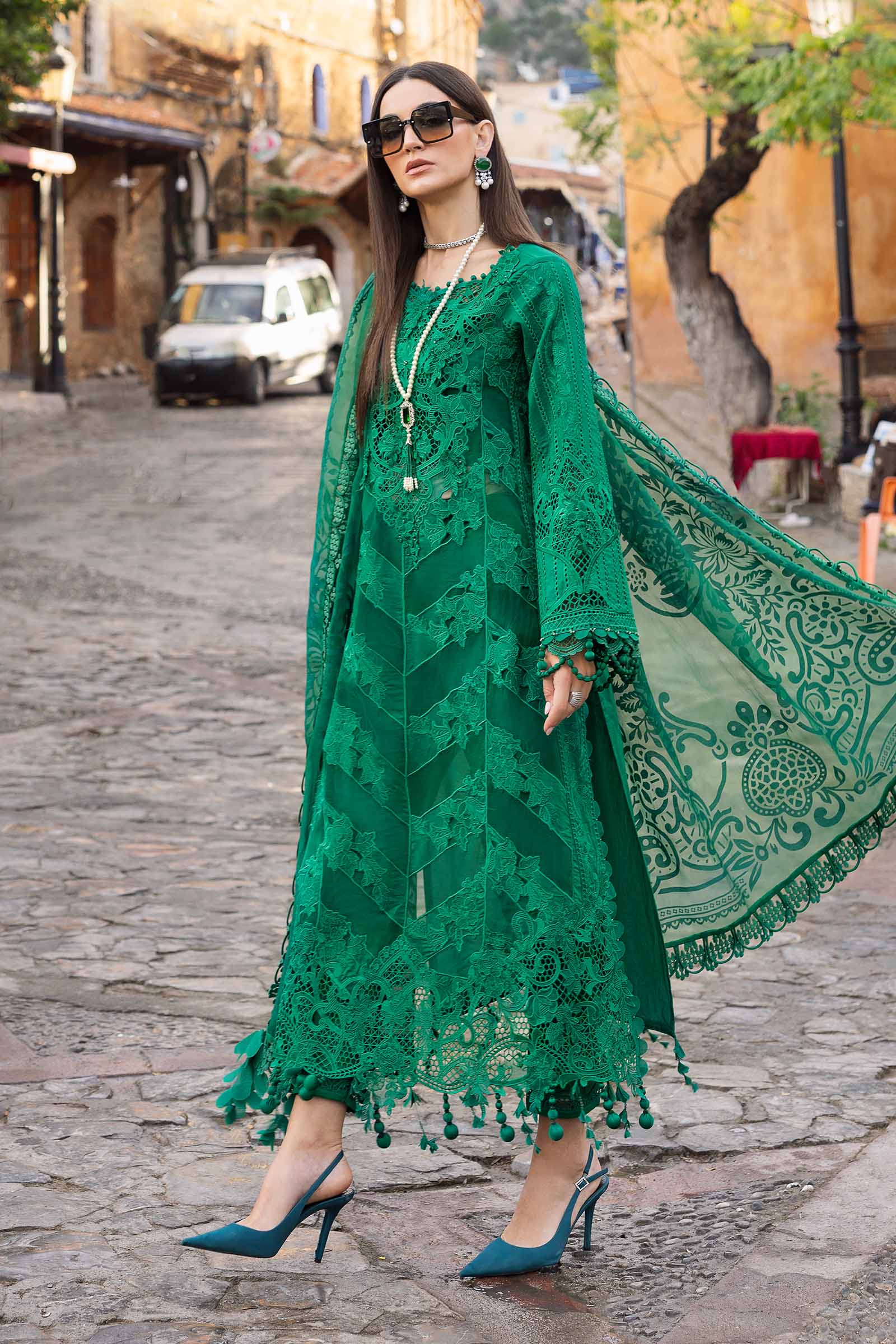 Maria.b 3 piece unstitched embroidered lawn suit | d-2508-b