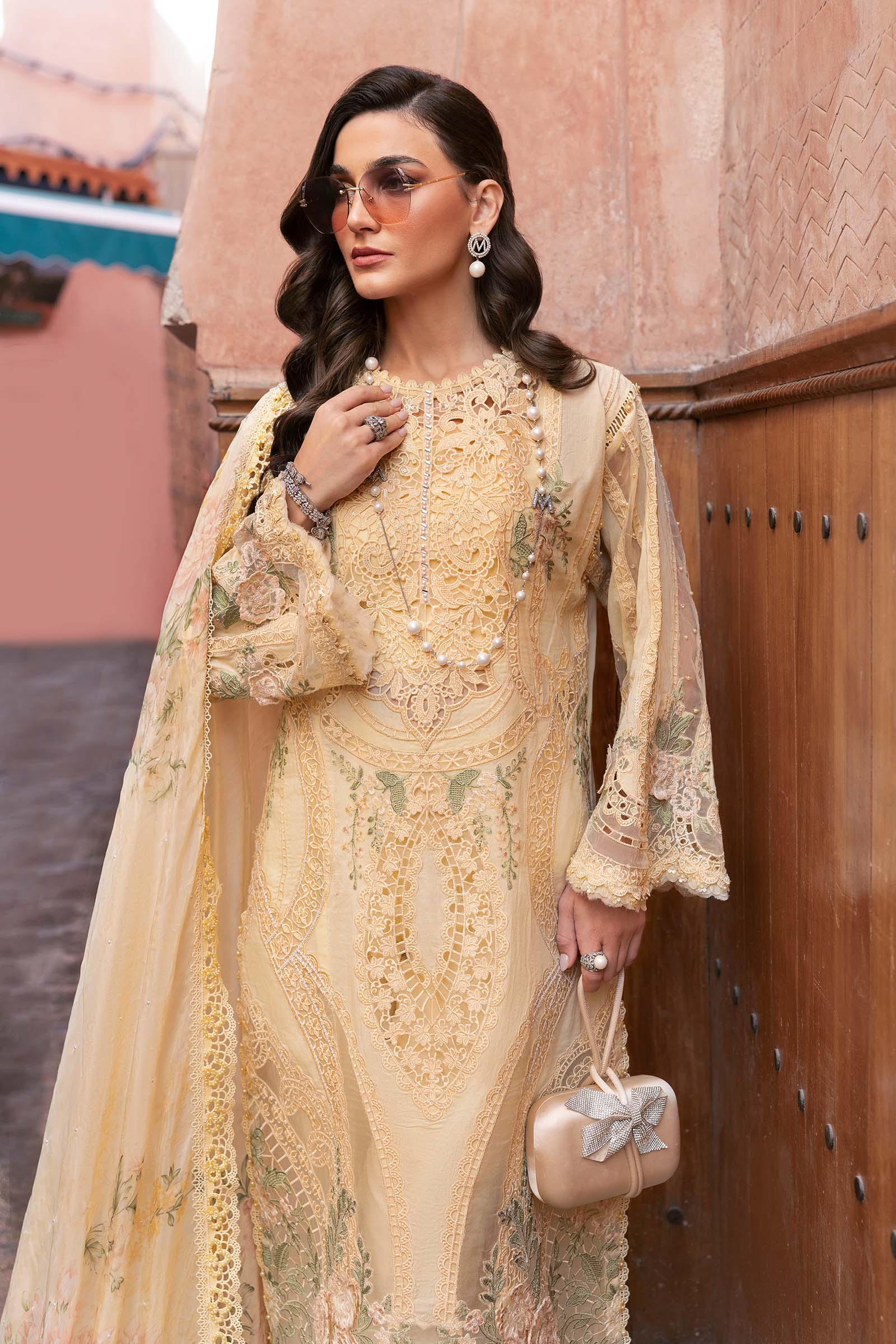 Maria.b 3 piece unstitched embroidered organza suit | d-2509-a