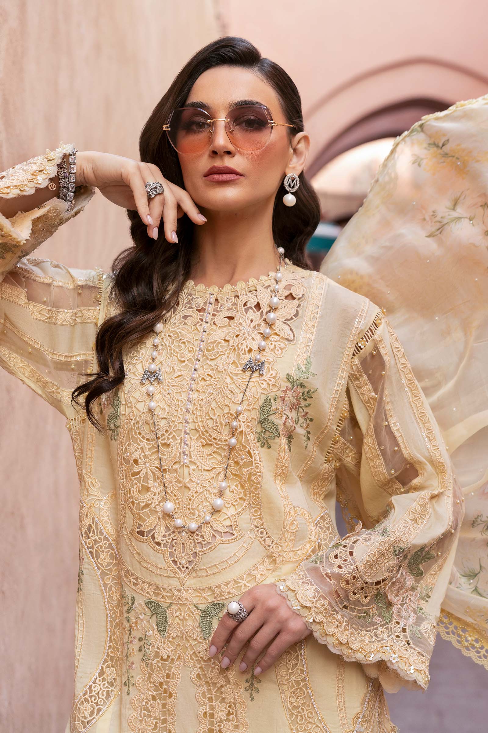 Maria.b 3 piece unstitched embroidered organza suit | d-2509-a