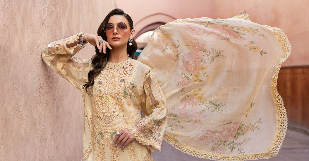 Maria.b 3 piece unstitched embroidered organza suit | d-2509-a