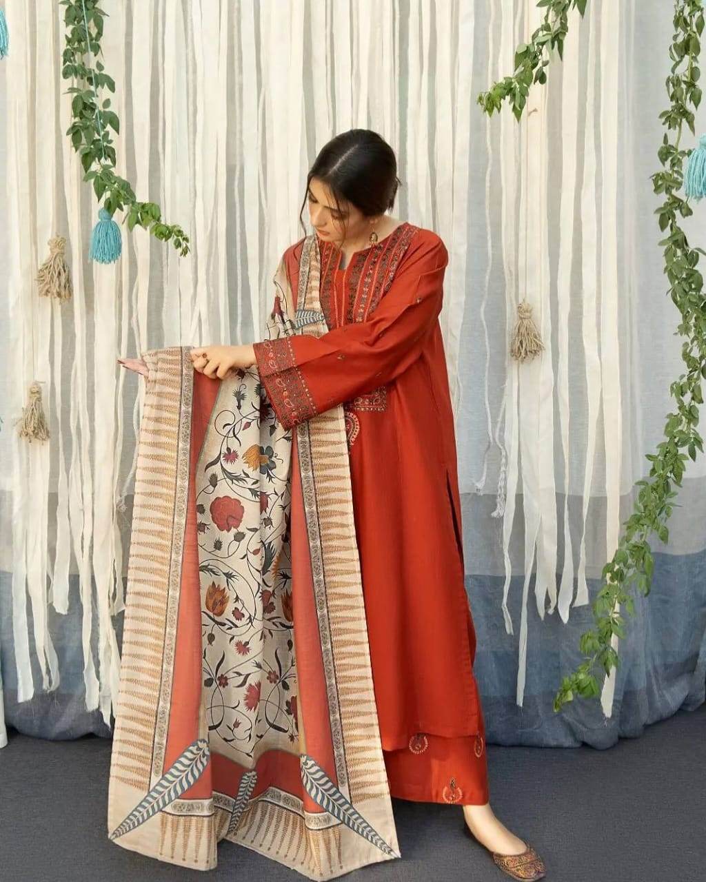 Ayat- 3pc embroidered with digital duppata - Andaz By Uneza Fazeel