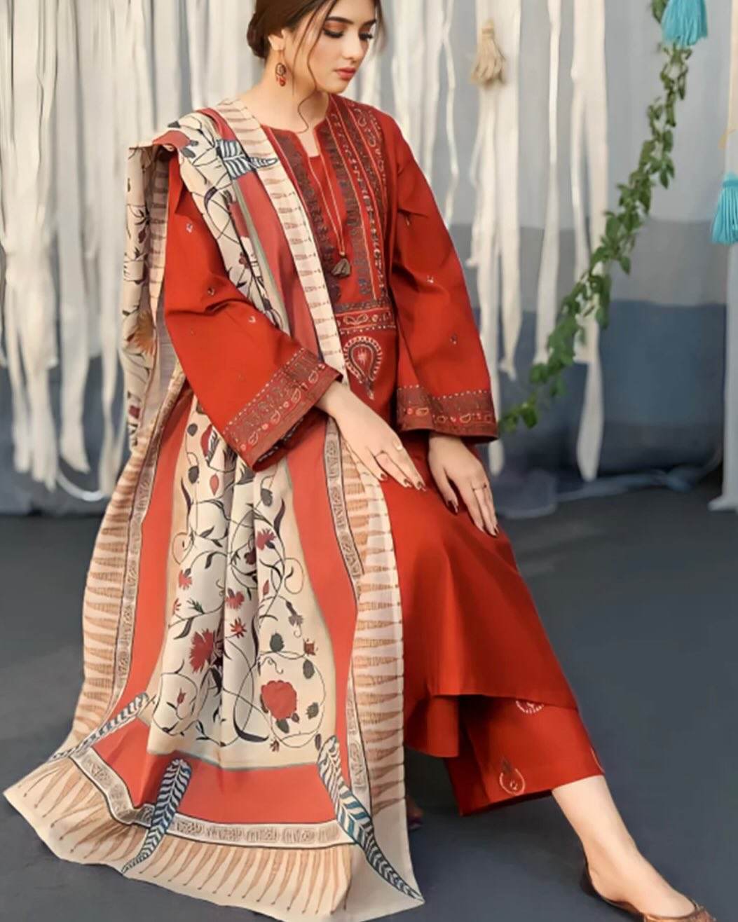 Ayat- 3pc embroidered with digital duppata - Andaz By Uneza Fazeel