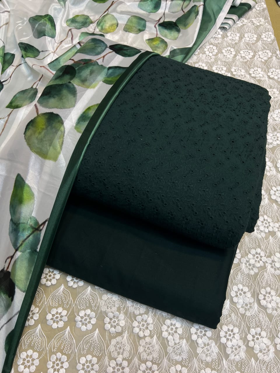 Chickenkari cutwork dresses with medium silk duppata limited stock