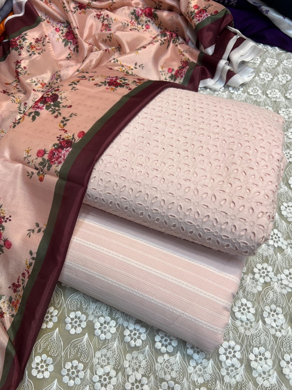 Chickenkari cutwork dresses with medium silk duppata limited stock