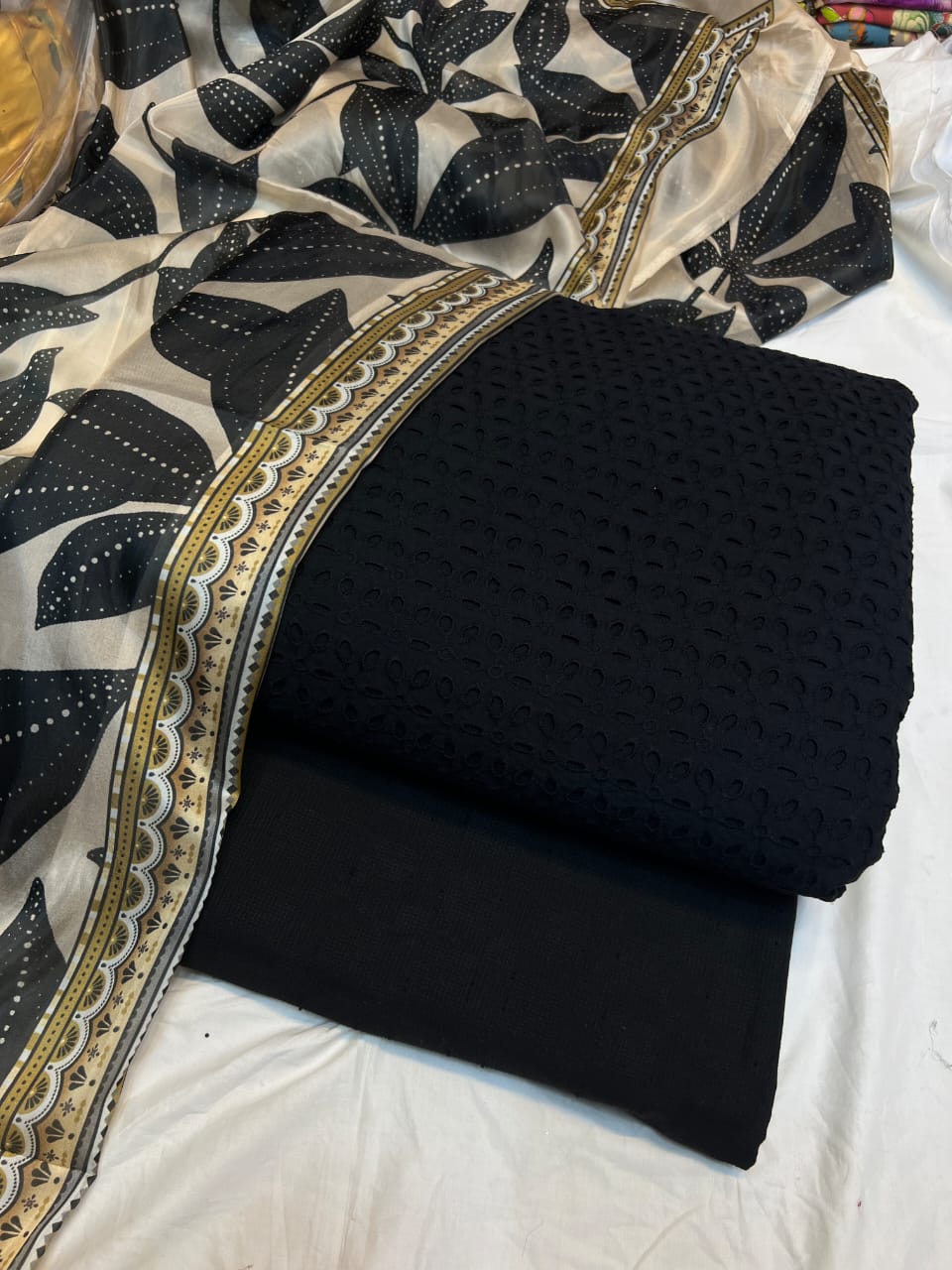 Chickenkari cutwork dresses with medium silk duppata limited stock