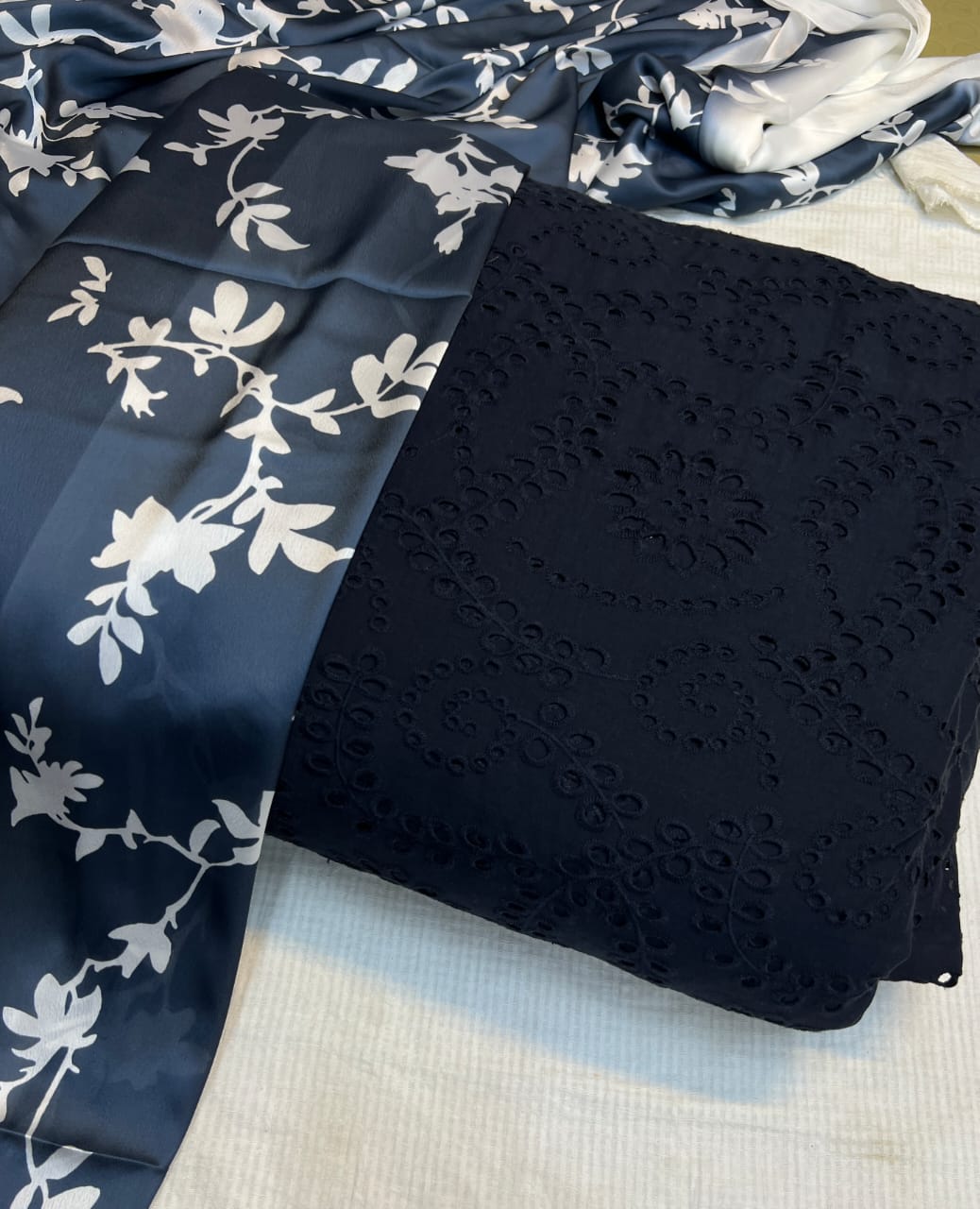 Chickenkari cutwork dresses with medium silk duppata limited stock