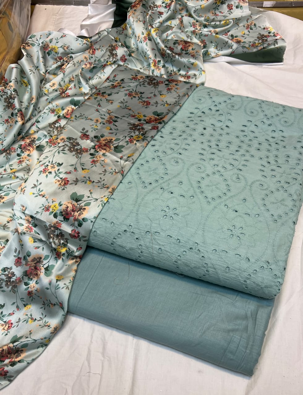 Chickenkari cutwork dresses with medium silk duppata limited stock