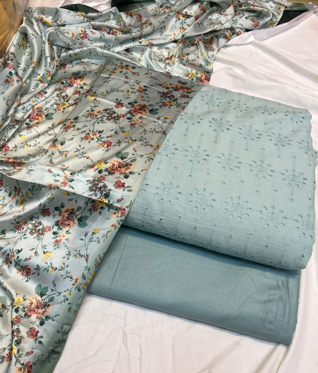 Chickenkari cutwork dresses with medium silk duppata limited stock