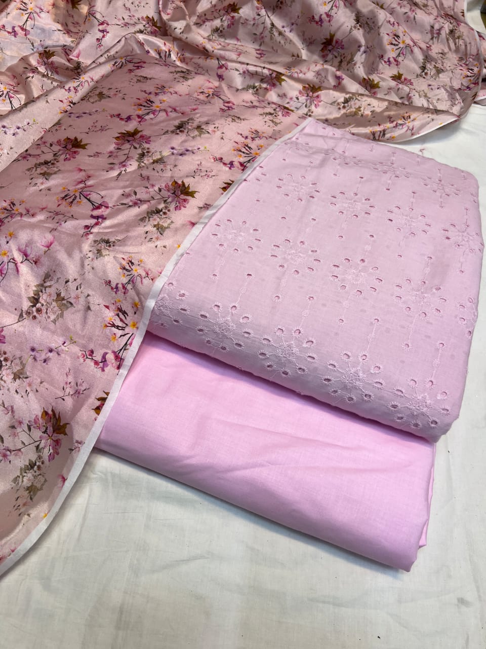 Chickenkari cutwork dresses with medium silk duppata limited stock