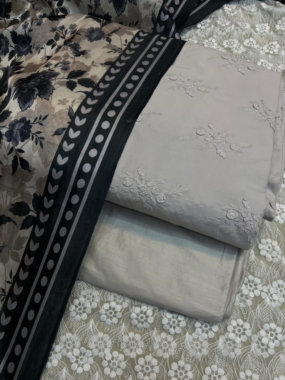 Chickenkari cutwork dresses with medium silk duppata limited stock