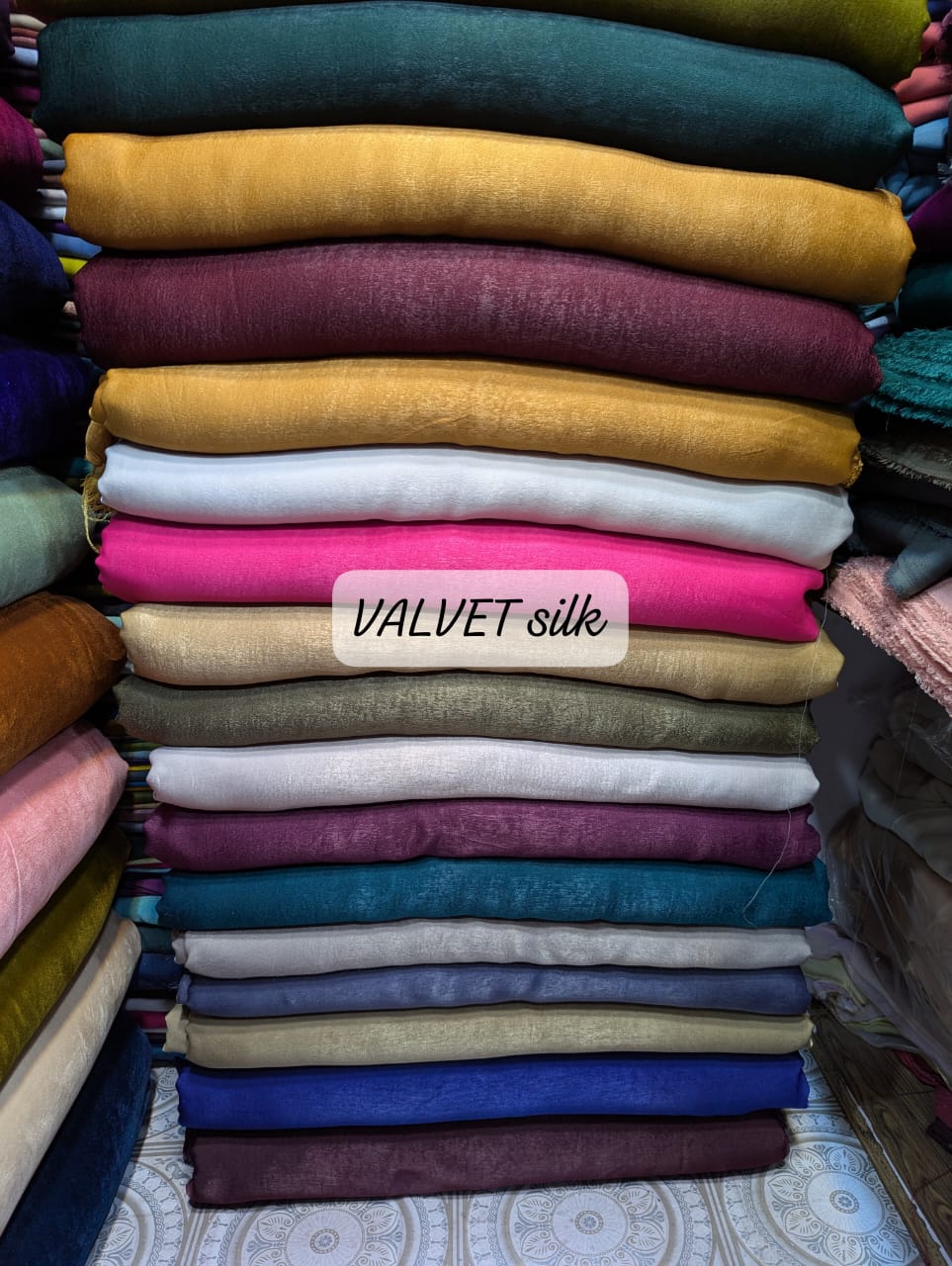 Chromatic colour marble silk (velvet silk)