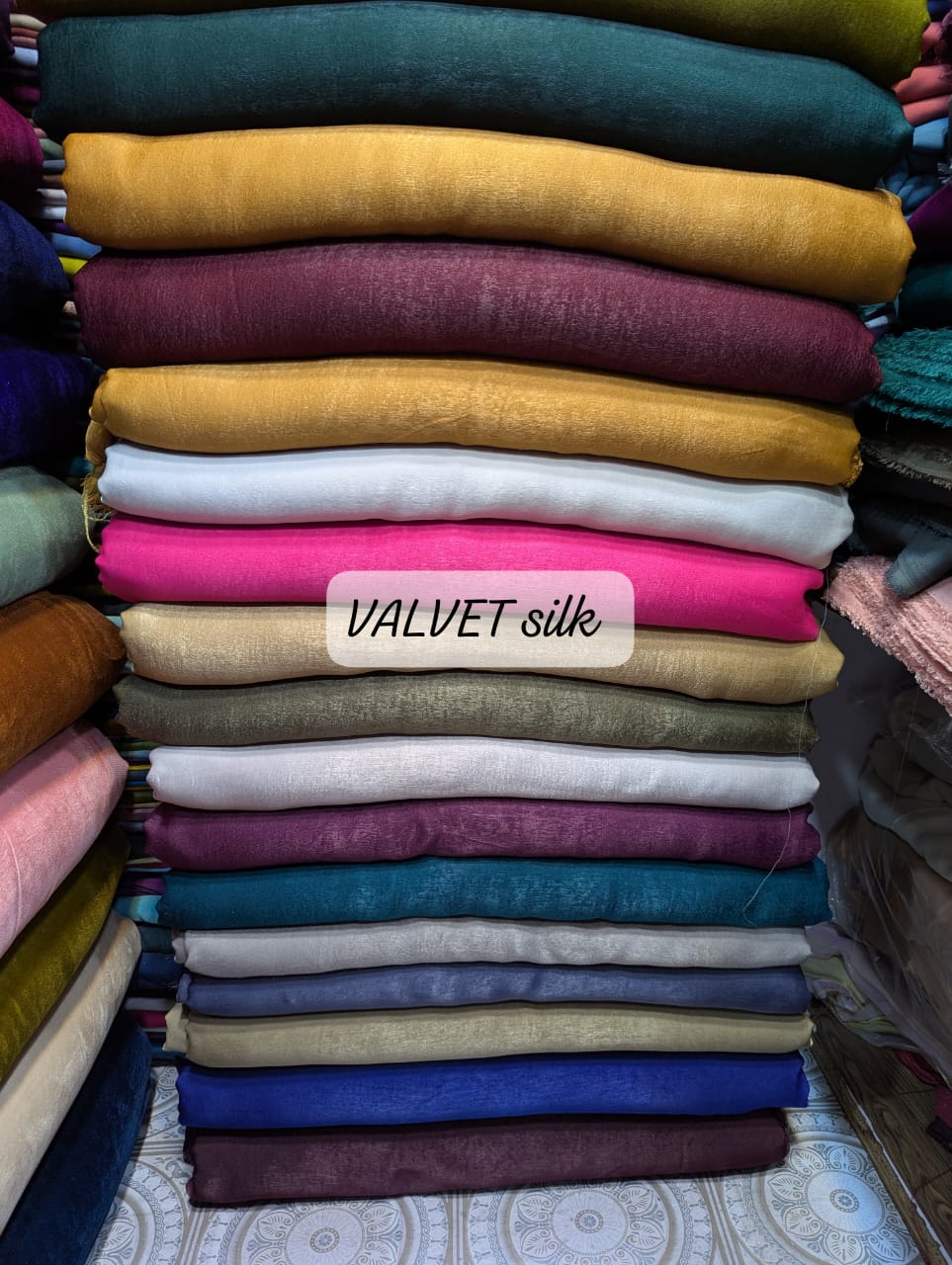 Chromatic colour marble silk (velvet silk)