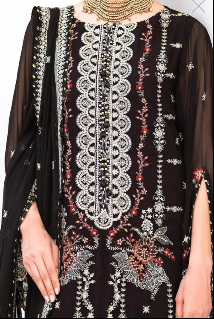 Wow black gulahmed chiffon embroidered articles