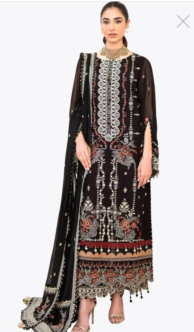 Wow black gulahmed chiffon embroidered articles