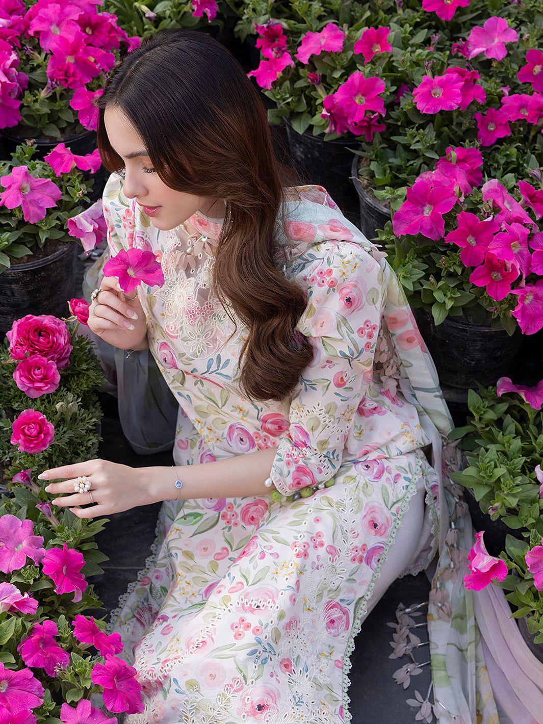 Izel lawn printed lawn shirt printed chiffon dupatta print lawn trouser