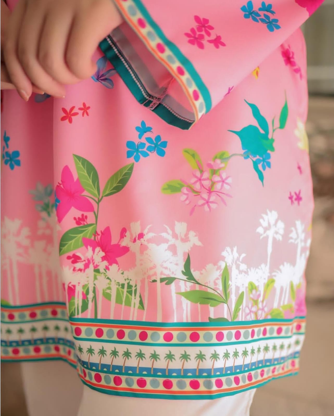 Pink floral digital printed 2pc