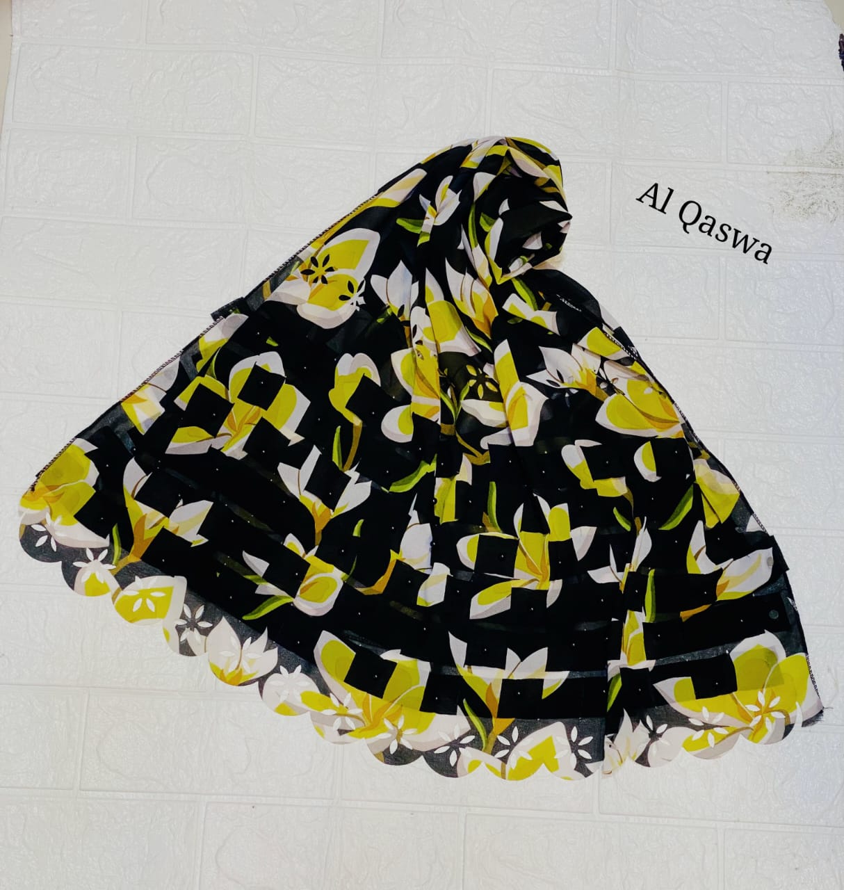 Printed chiffon china Lazer cutwork