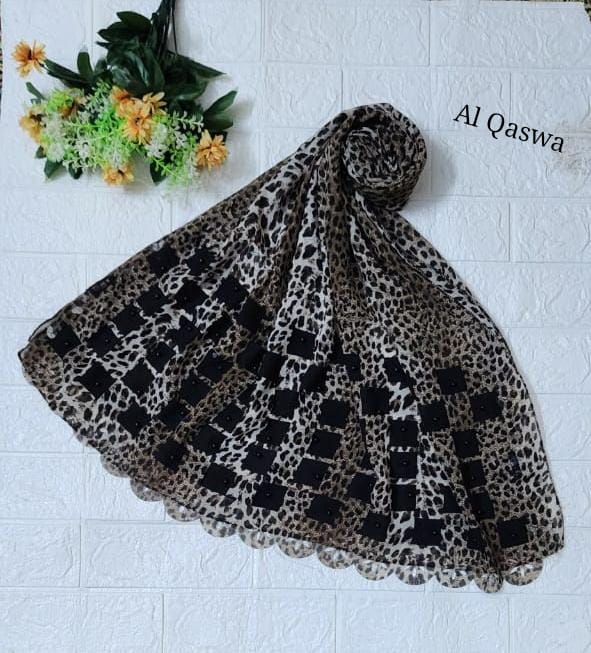 Printed chiffon china Lazer cutwork