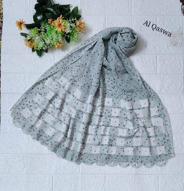 Printed chiffon china Lazer cutwork