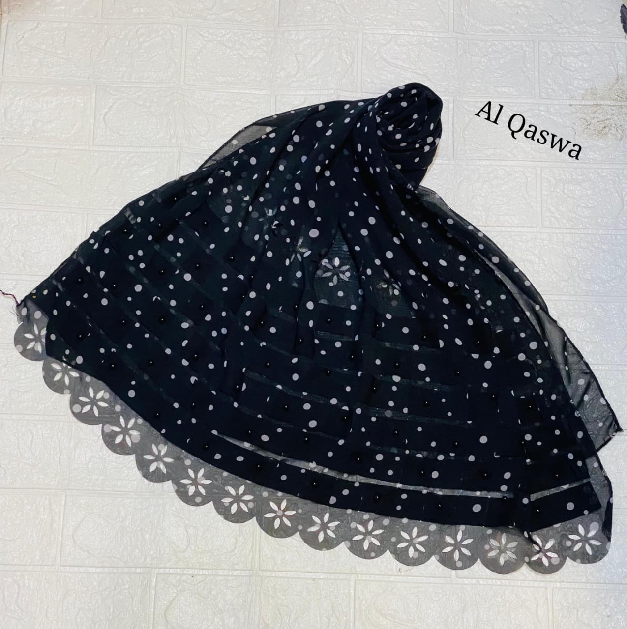 Printed chiffon china Lazer cutwork