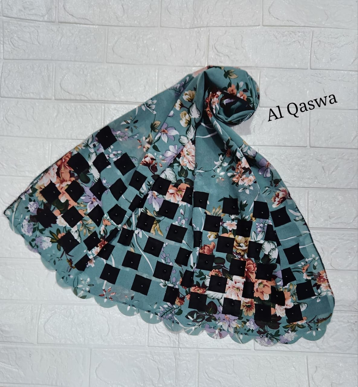 Printed chiffon china Lazer cutwork