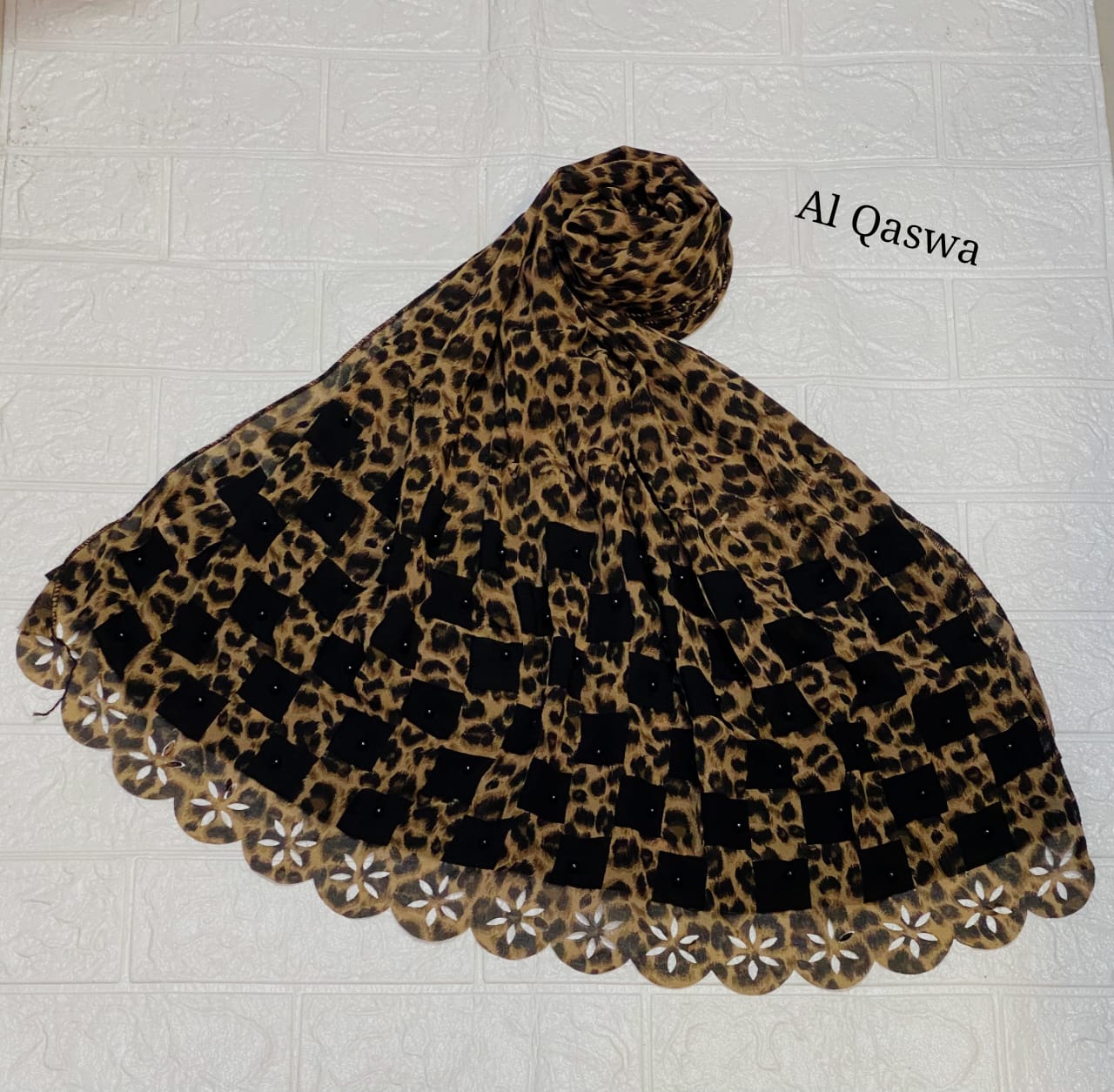 Printed chiffon china Lazer cutwork