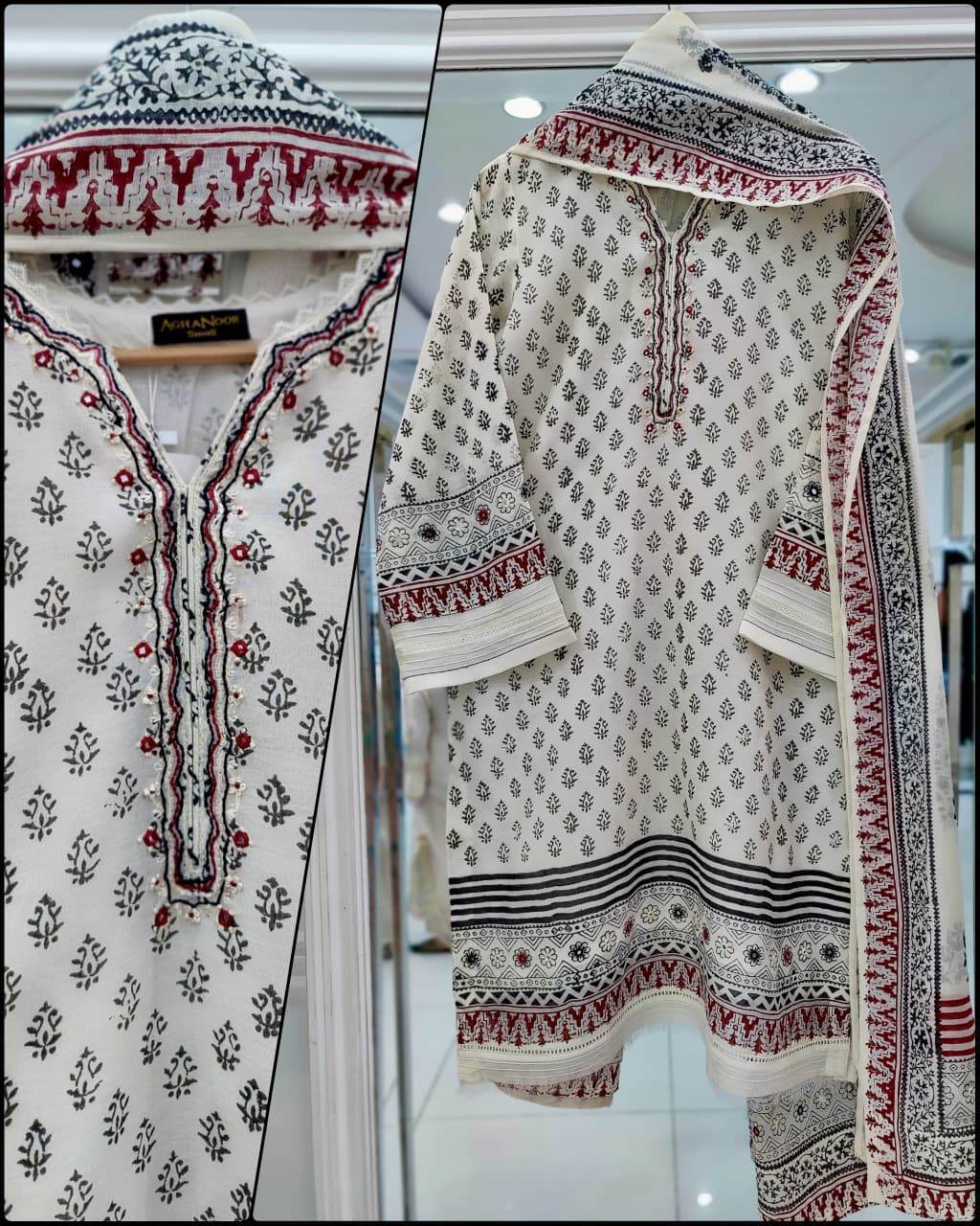 2 piece - screen-printed kora cotton silk suit s112052 - Andaz By Uneza Fazeel