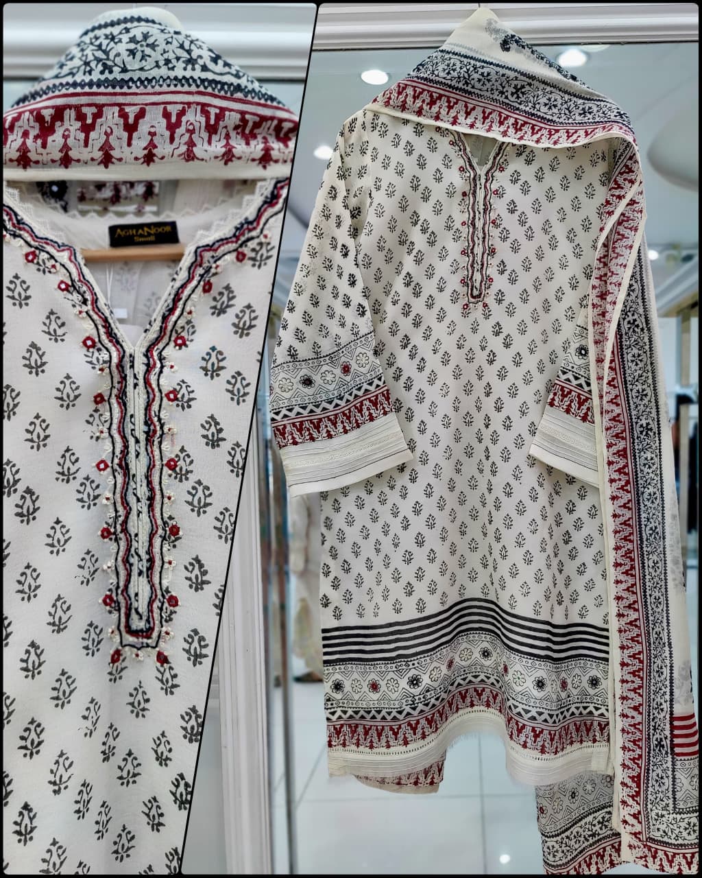 2 piece - screen-printed kora cotton silk suit s112052