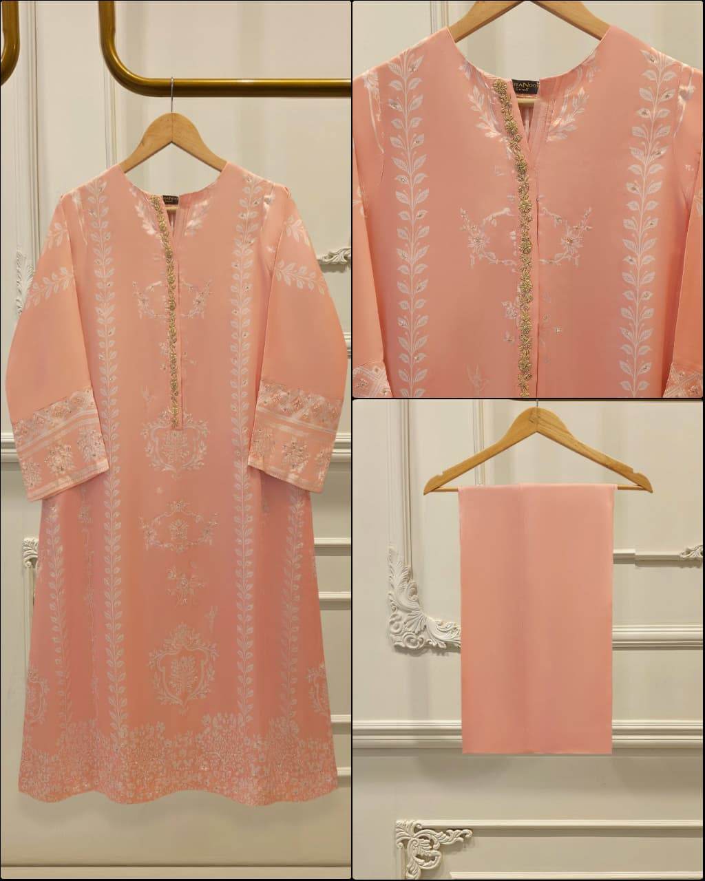 2 piece- embroidered charmeuse silk set s112029 - Andaz By Uneza Fazeel