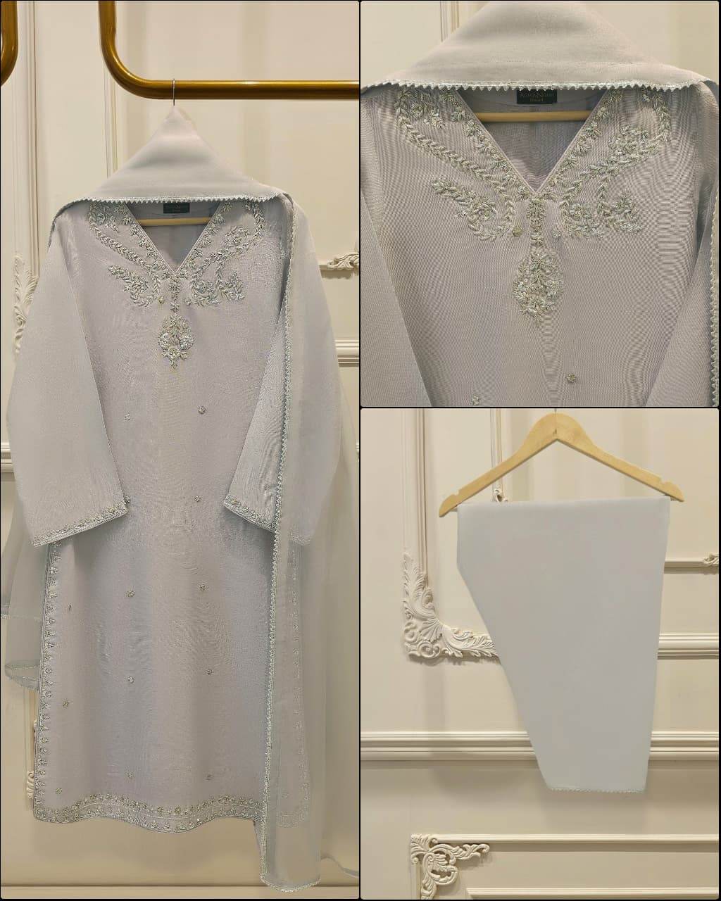 3 piece - pure embroidered cotton net suit s112035 - Andaz By Uneza Fazeel