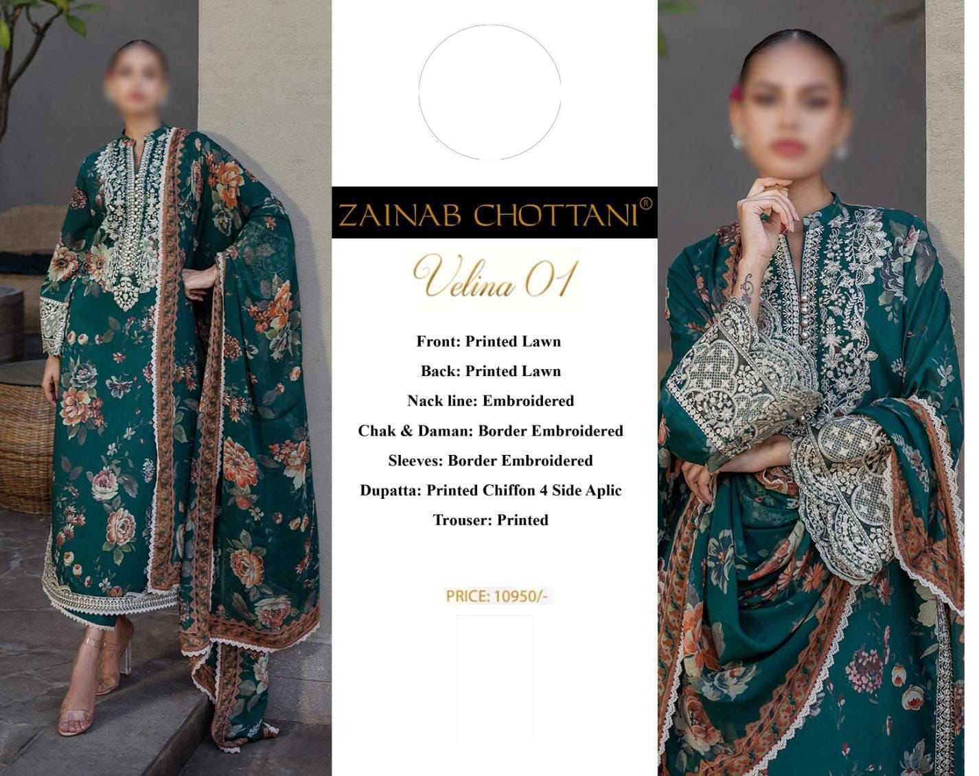 Zainab PRINTED LAWN FRONT WITH HEAVY EMBROIDERED