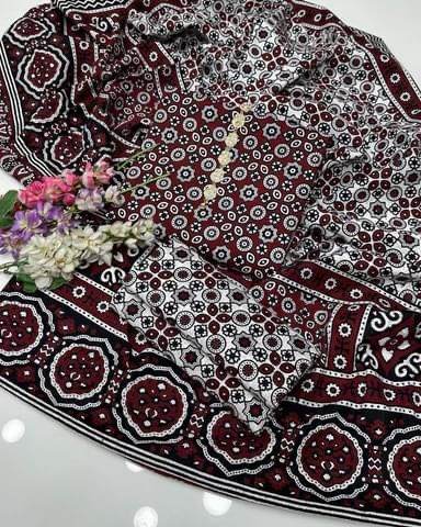 Ajrak Print Suit - Andaz By Uneza Fazeel