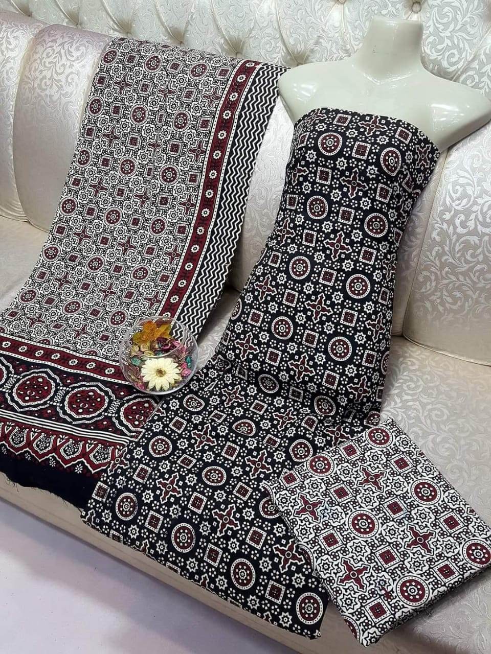 Ajrak Print Suit - Andaz By Uneza Fazeel