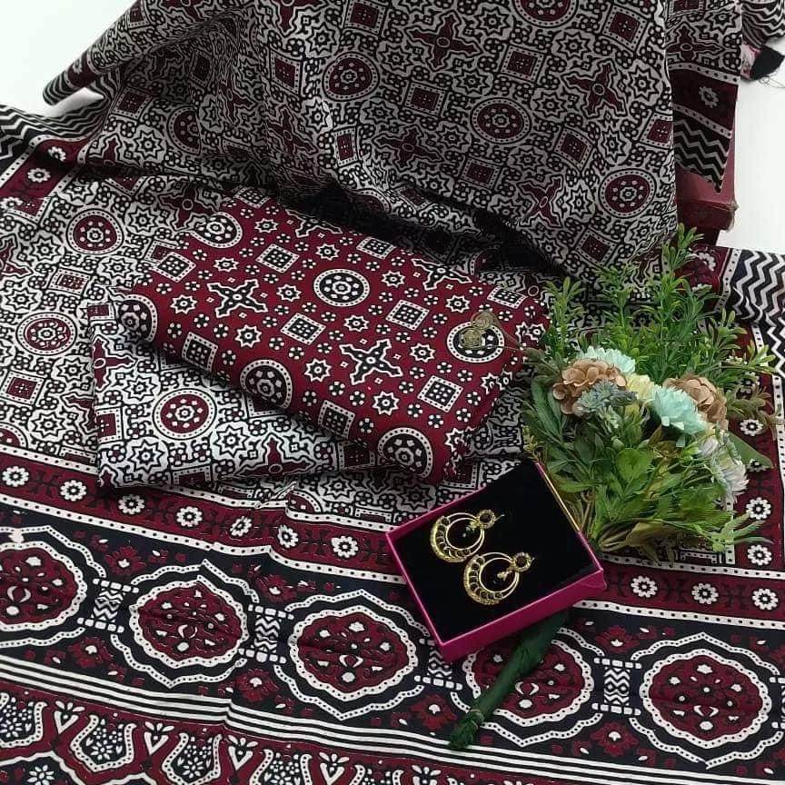 Ajrak Print Suit - Andaz By Uneza Fazeel