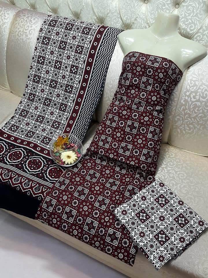 Ajrak Print Suit - Andaz By Uneza Fazeel