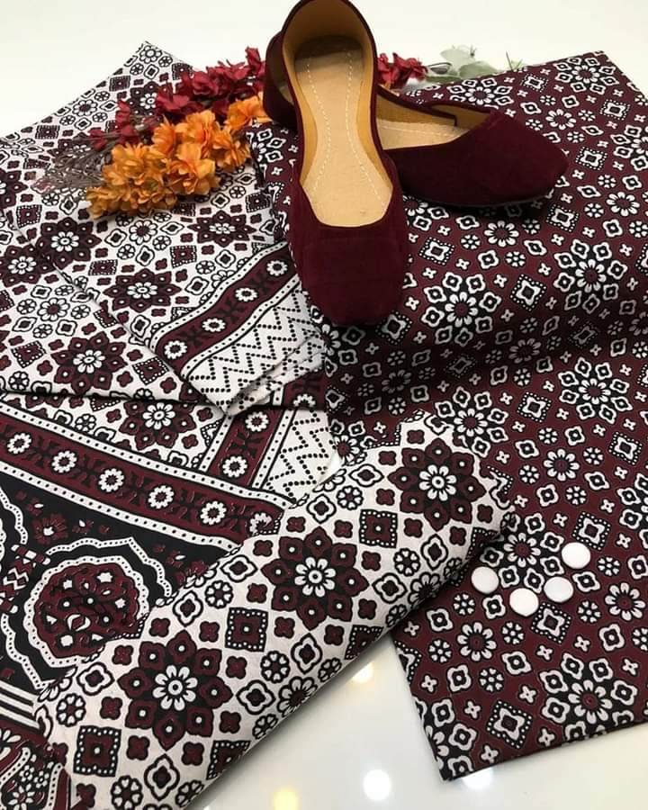 Ajrak Print Suit - Andaz By Uneza Fazeel
