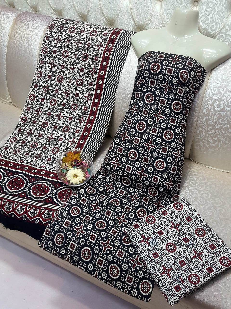 Ajrak Print Suit - Andaz By Uneza Fazeel