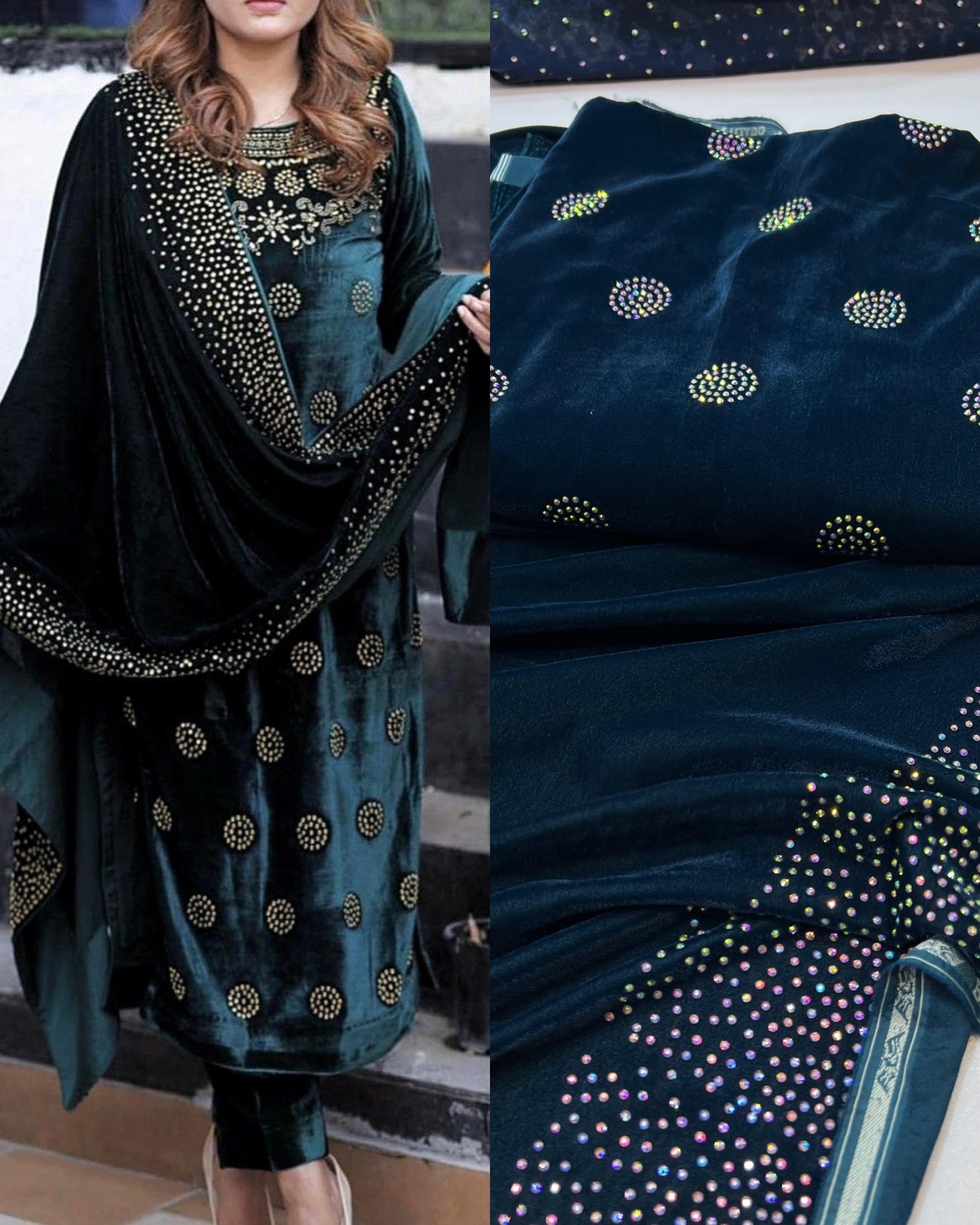 Falcon Velvet Stone Work Suits 3Pc